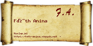 Fáth Anina névjegykártya